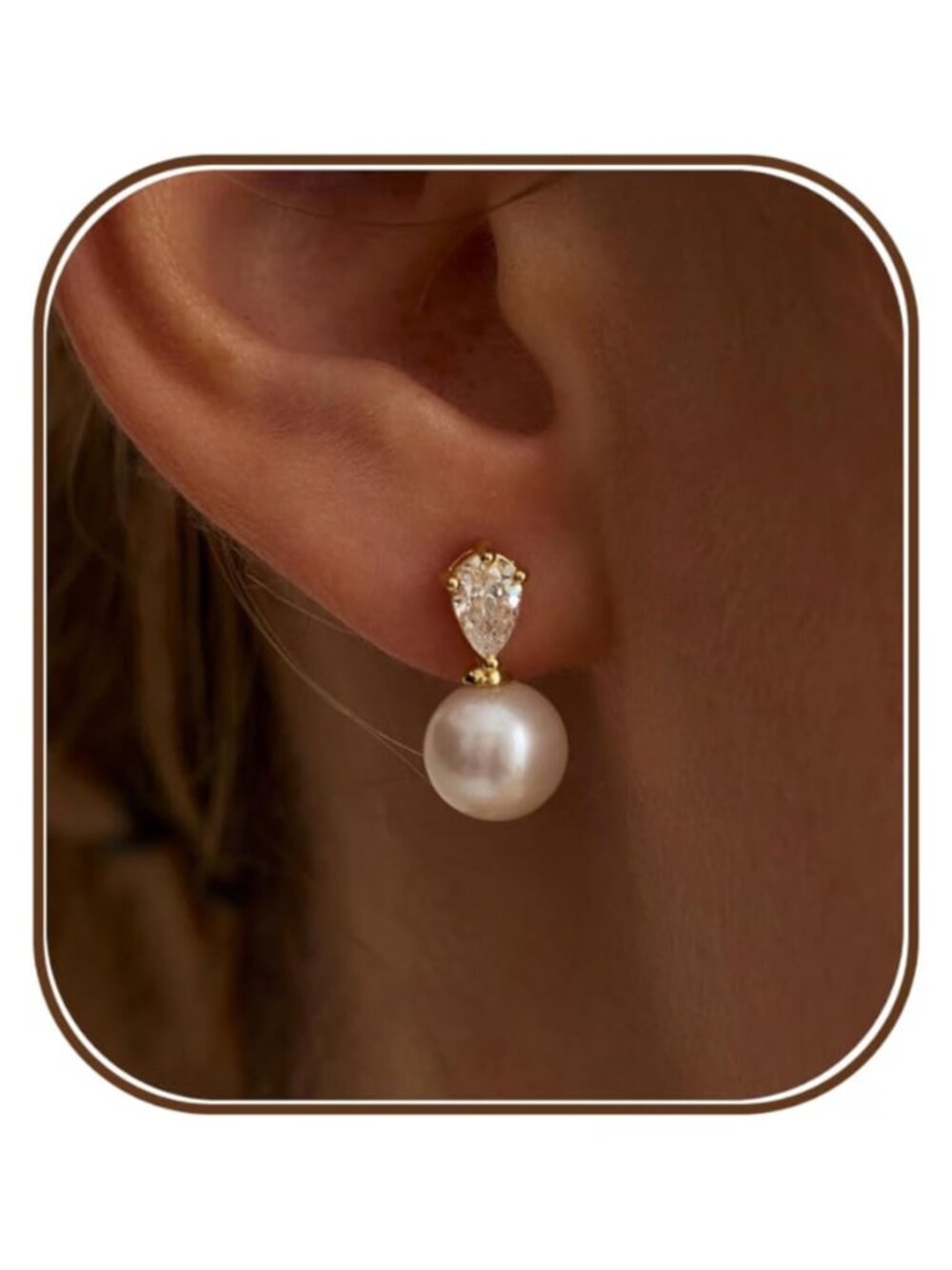 Gold Plated Pearl Drop Earrings Dainty Wedding Bride Formal Jewelry